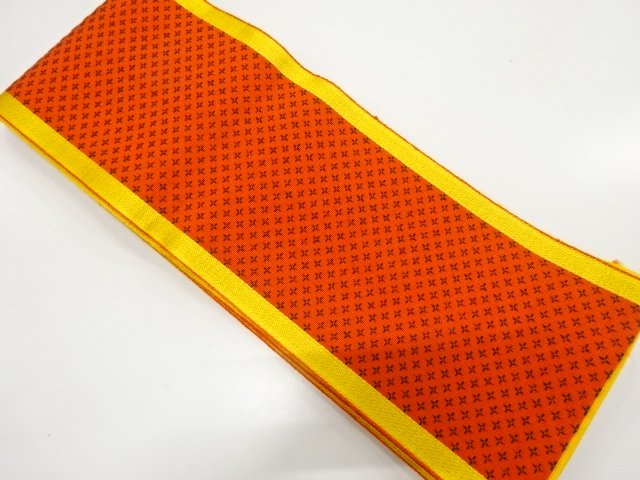 JAPANESE HANHABA OBI / WOVEN STRIPE & CROSS PATTERN